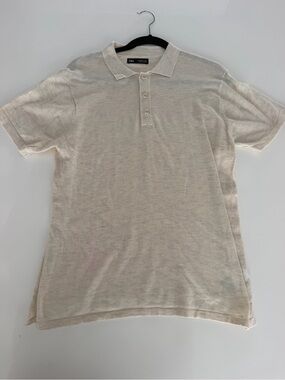 Zara Men Natural Cream Short-Sleeve Polo